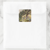 architectuur, landhuis vierkante sticker (Tas)