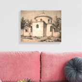 Architectuur Oude Orthodoxe Kerk ruïnes tekening Canvas Afdruk (Insitu (Woonkamer))
