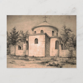 Architectuur Oude Orthodoxe Kerk Tekening Kunst Briefkaart