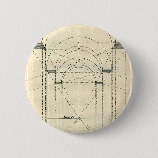 architectuur, perspectief renaissance Arch Ronde Button 5,7 Cm (Voorkant)