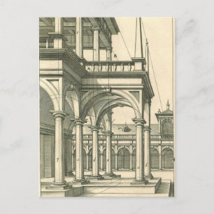 Architectuur, Roman Courtyard met Kolommen Briefkaart