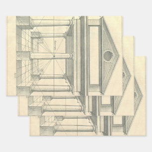  architectuur, Romein Portico met kolommen Inpakpapier Vel