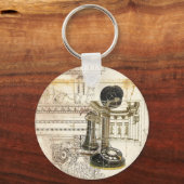 architectuur steampunk antiek  telefoon sleutelhanger (Voorkant)