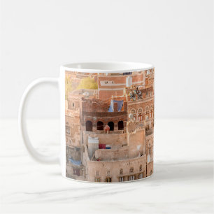 Architectuur van de Oude stad Sana'a, Jemen. UNE Koffiemok