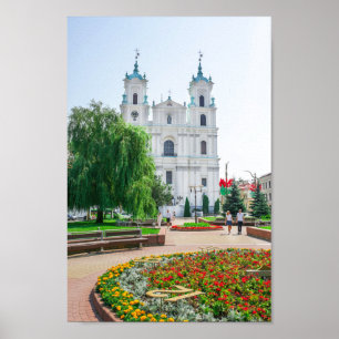 Architectuur van de stad Belarus Grodno Cityscape Poster