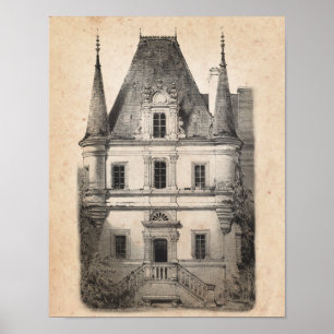Architectuur van het Franse landdecor Chateau Art  Poster