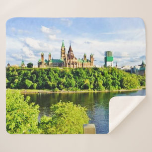 Architectuur van het parlement Hill Ottawa. Bestel Sherpa Deken