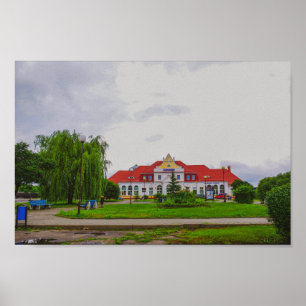 Architectuur van het Wit-Russische treinstation Sl Poster