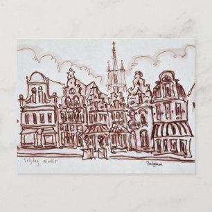 Architectuur Vrijdagmarkt Gent, België Briefkaart