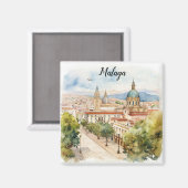 Architectuur Waterverf Malaga Spanje Magneet (Voorkant / Achterkant)