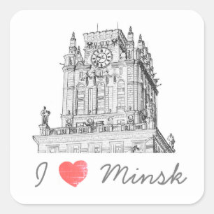 Architectuur Wit-Rusland I Love Minsk City Gates Vierkante Sticker