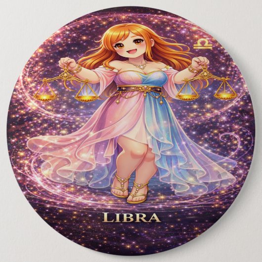 Archive Galaxy: Libra Neon Harmony Ronde Button 6,0 Cm (Voorkant)