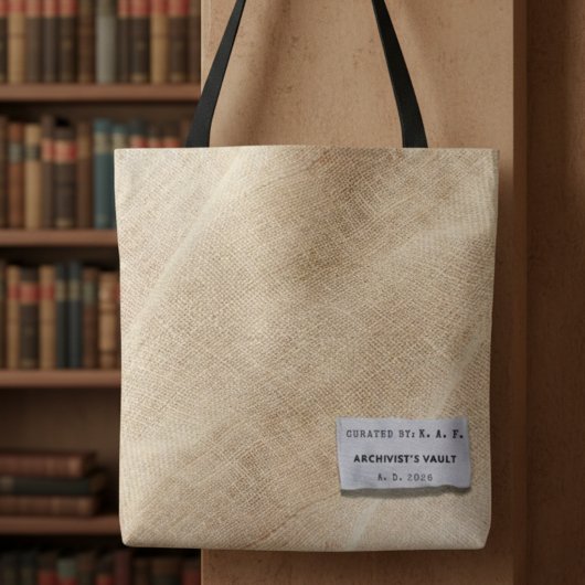 Archivist’s Vault: Linen-Look Personalized Tote Draagtas