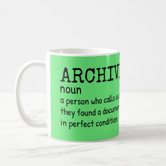 Archiviste Définition Mug - Histoire Lover Cadeau (Gauche)