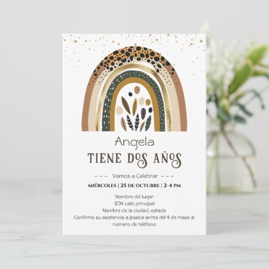 Arcoiris Boho 2do cumpleaños Kaart (Staand voorkant)