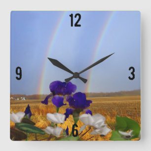 Arcs-en-ciel et horloge murale d'iris