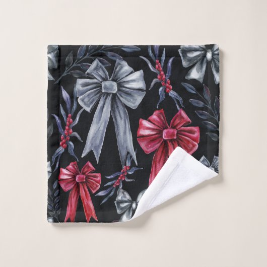 Arcs noirs et rouges de Noël (Gant de toilette)