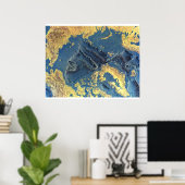 " Arctic: 1971 - Ocean SeaFloor map ... Poster (Thuiskantoor)