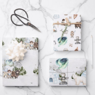 Arctic Adventure Noorderlicht Woud Inpakpapier Vel