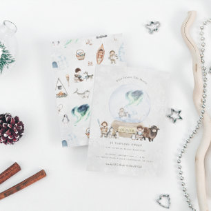 Arctic Adventure Snow Wereldbol Verjaardag Kaart