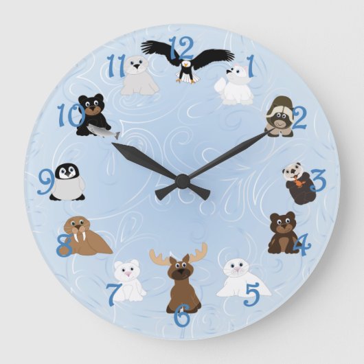 Arctic Alaska Animals Large Clock Grote Klok (Voorkant)