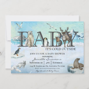 Arctic Animal Baby Het is koud buiten de winterpoo Kaart