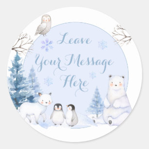ARCTIC ANIMAL Snowflakes Bomen houden van je boods Ronde Sticker