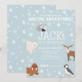Arctic Animal Verjaardagsfeestuitnodiging Kaart (Voorkant / Achterkant)