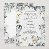 Arctic Animal Winter Onederland Eerste verjaardag Kaart (Voorkant / Achterkant)