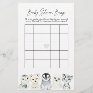 Arctic Animals Baby shower Bingo Game