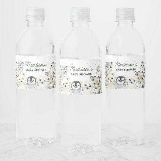 Arctic Animals Baby shower Waterfles Etiket (Flessen)