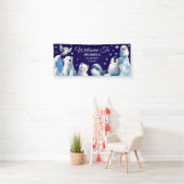 Arctic Animals Blue Winter Kinderen Verjaardag Wel Spandoek (Insitu)