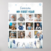 Arctic Animals Eerste Jaar Foto Milestone Sign Poster (Voorkant)