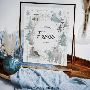 Arctic Animals Winter Baby shower voorkeursbord