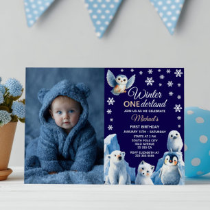 Arctic Animals Winter Kinderen eerste verjaardagsf Kaart