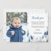 Arctic Animals Winter Verjaardagsfoto Bedankkaart (Voorkant)