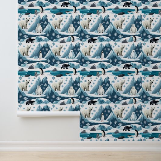 Arctic Animals Winter Wonderland Peel & Stick Behang (Applicatie)