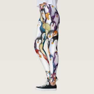 Arctic Aura: Penguin Design Waterverf Leggings