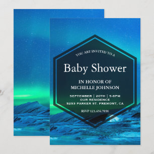 Arctic Aurora Northern Lights Baby shower Kaart