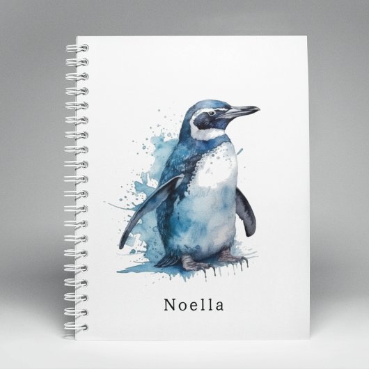 Arctic Azure Waterverf Penguin, op maat Notitieboek