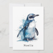 Arctic Azure Waterverf Penguin, op maat Save The Date (Voorkant)