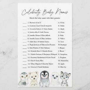 Arctic Baby shower Celebrity Baby Names Game