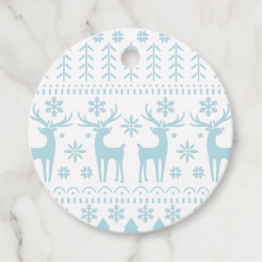 Arctic Blue Folk Art Winter Theme Bedankjes Labels (Voorkant)