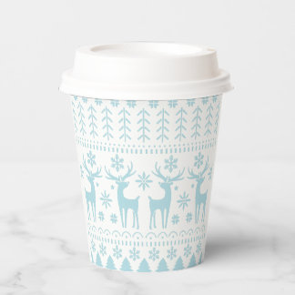 Arctic Blue Folk Art Winter Theme Papieren Bekers