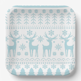 Arctic Blue Folk Art Winter Theme Papieren Bordje
