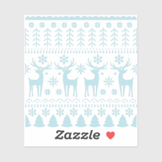 Arctic Blue Folk Art Winter Theme Sticker