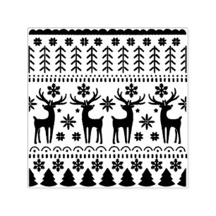 Arctic Blue Folk Art Winter Theme Zelfinktende Stempel