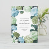 Arctic Blue, Frosted Pine & Cloud Moss Wedding Kaart (Staand voorkant)