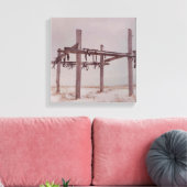 Arctic Carriou Vleesdroging Rack Pt. Lay Village A Canvas Afdruk (Insitu (Woonkamer))