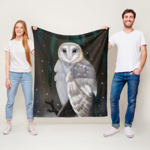 Arctic Elegance: Sneeuwuil in de winter Bossen Fleece Deken